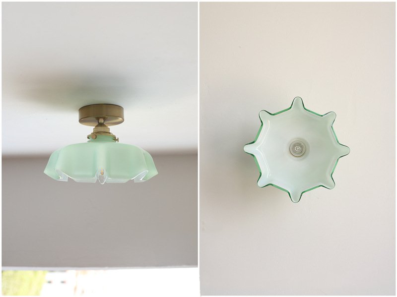 Floral Draped Glass Brass Retro Ceiling and Pendant Light