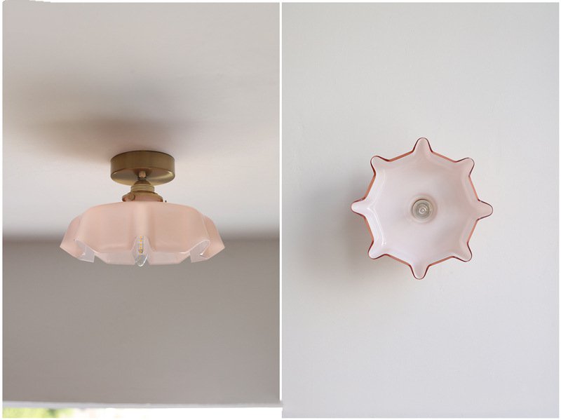 Floral Draped Glass Brass Retro Ceiling and Pendant Light