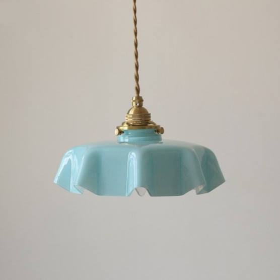 Floral Draped Glass Brass Retro Ceiling and Pendant Light
