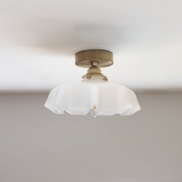 Floral Draped Glass Brass Retro Ceiling and Pendant Light