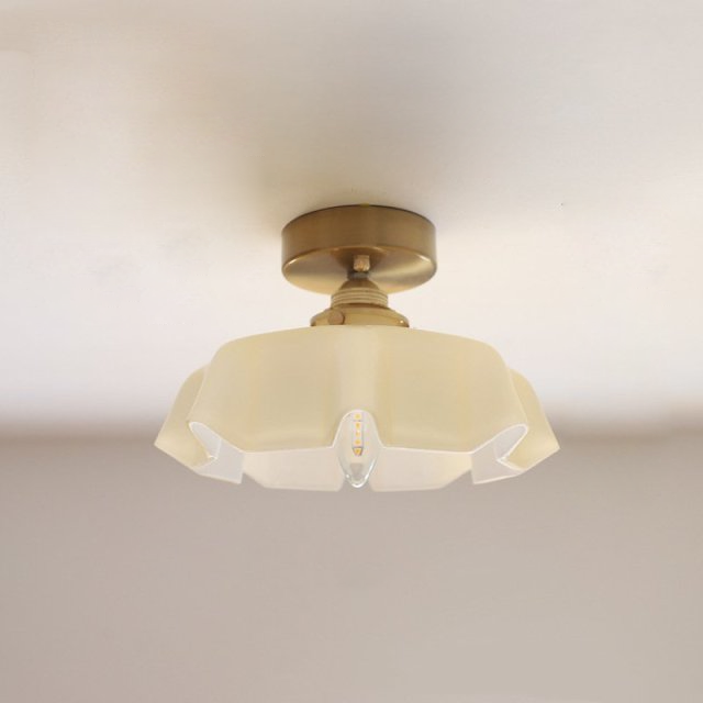 Floral Draped Glass Brass Retro Ceiling and Pendant Light