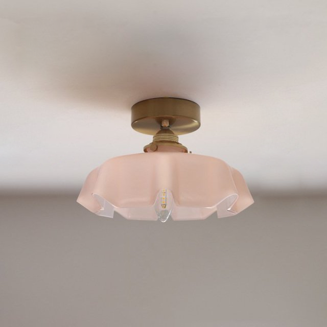 Floral Draped Glass Brass Retro Ceiling and Pendant Light