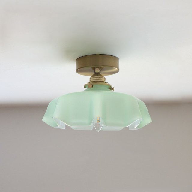 Floral Draped Glass Brass Retro Ceiling and Pendant Light