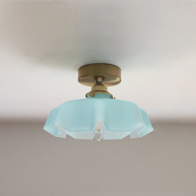 Floral Draped Glass Brass Retro Ceiling and Pendant Light