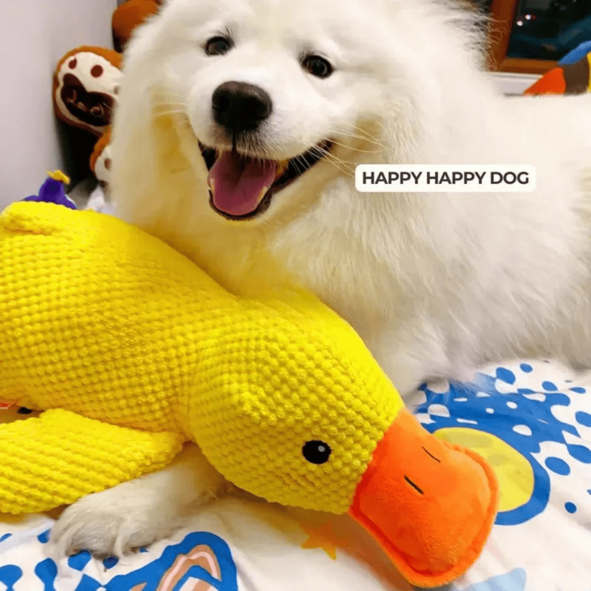 Giocattolo di peluche PawVerve a forma di anatra per cani con fischietto e comfort accogliente