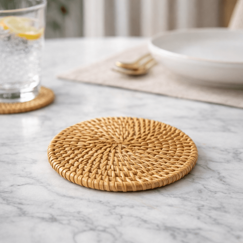 RATTANRA Heat Resistant Rattan Coasters For Surfaces
