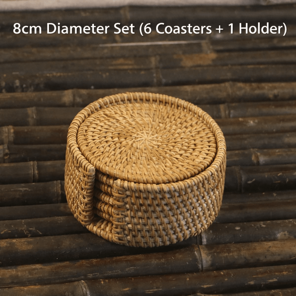 RATTANRA Heat Resistant Rattan Coasters For Surfaces