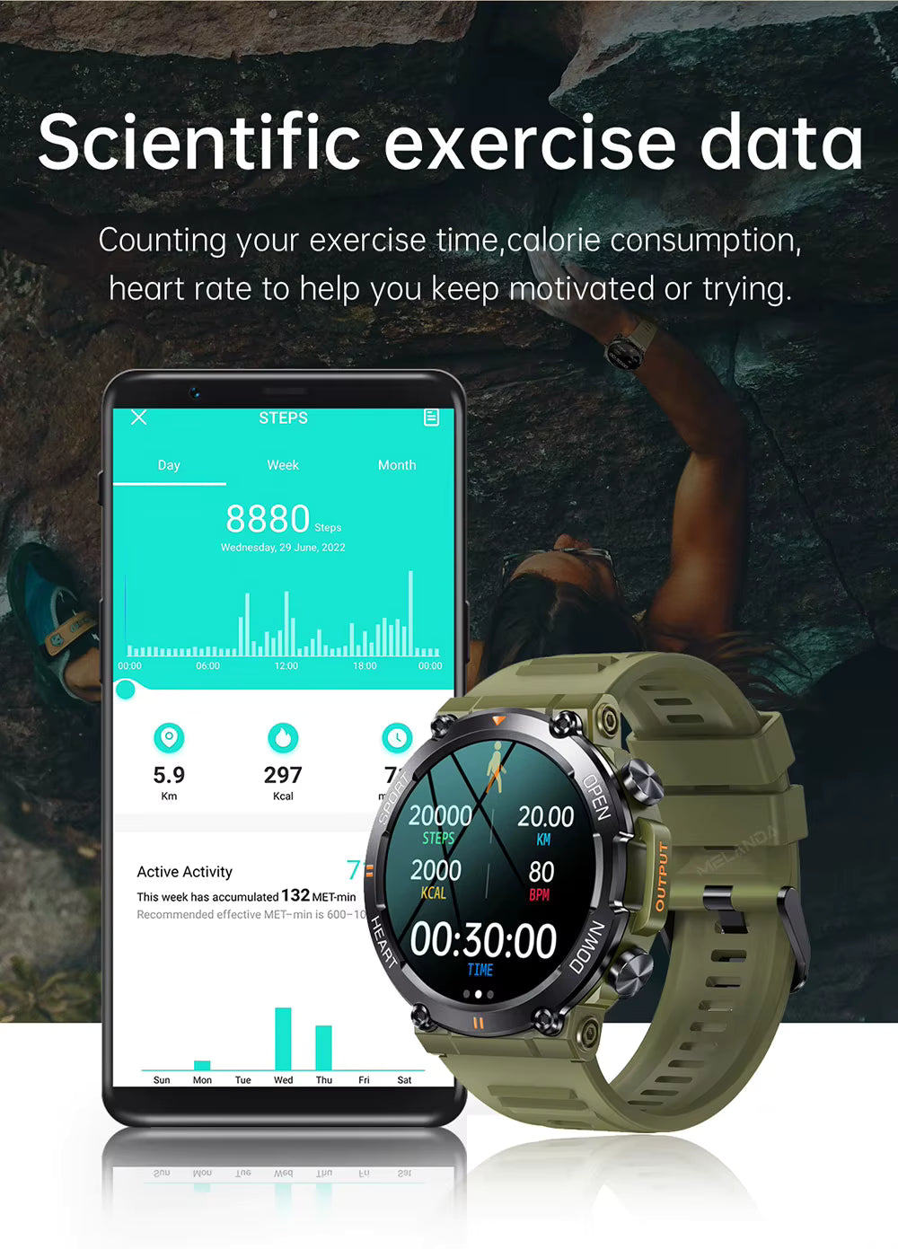 Titan Uknuselig Tactical Smartwatch med Langtidsholdbart Batteri