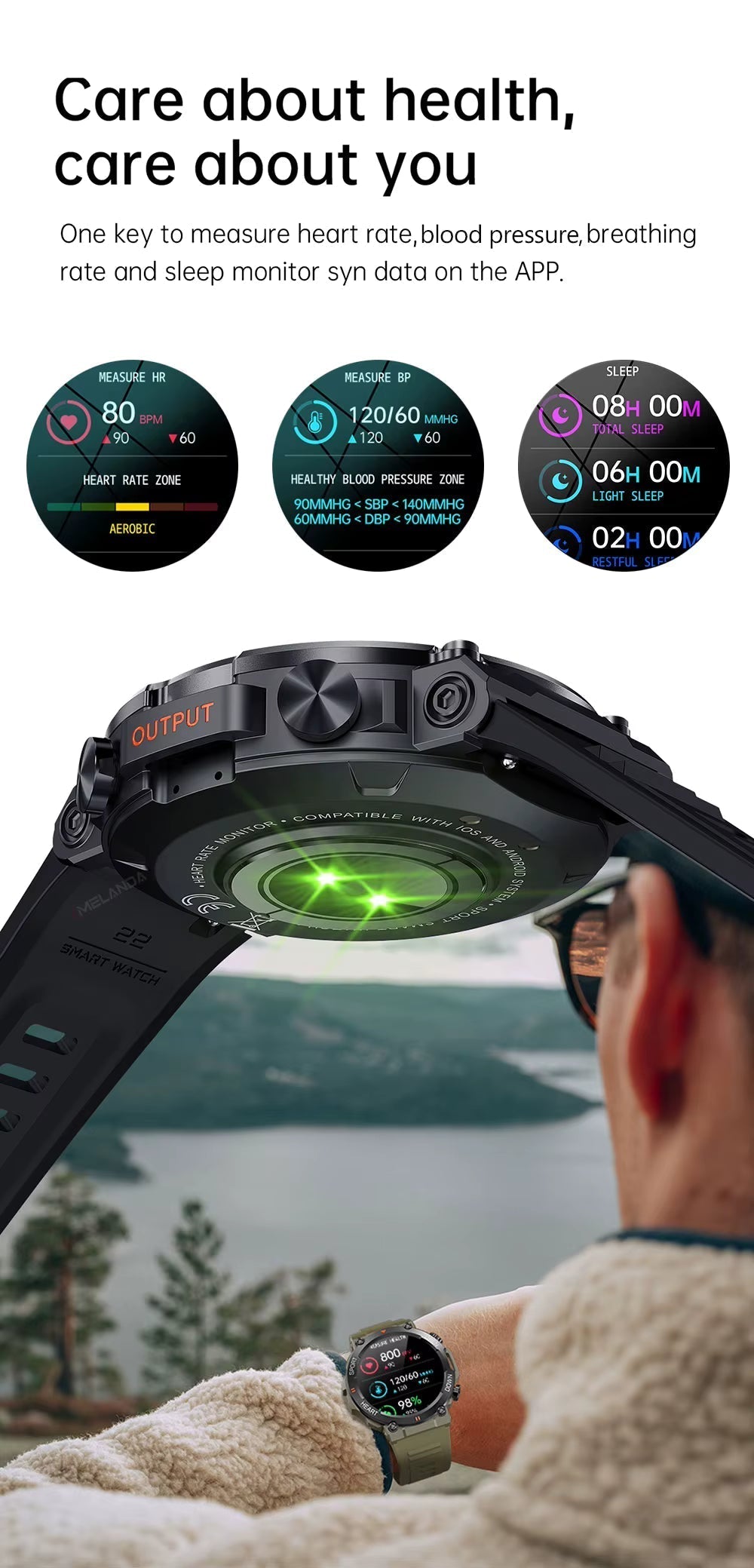 Titan Uknuselig Tactical Smartwatch med Langtidsholdbart Batteri