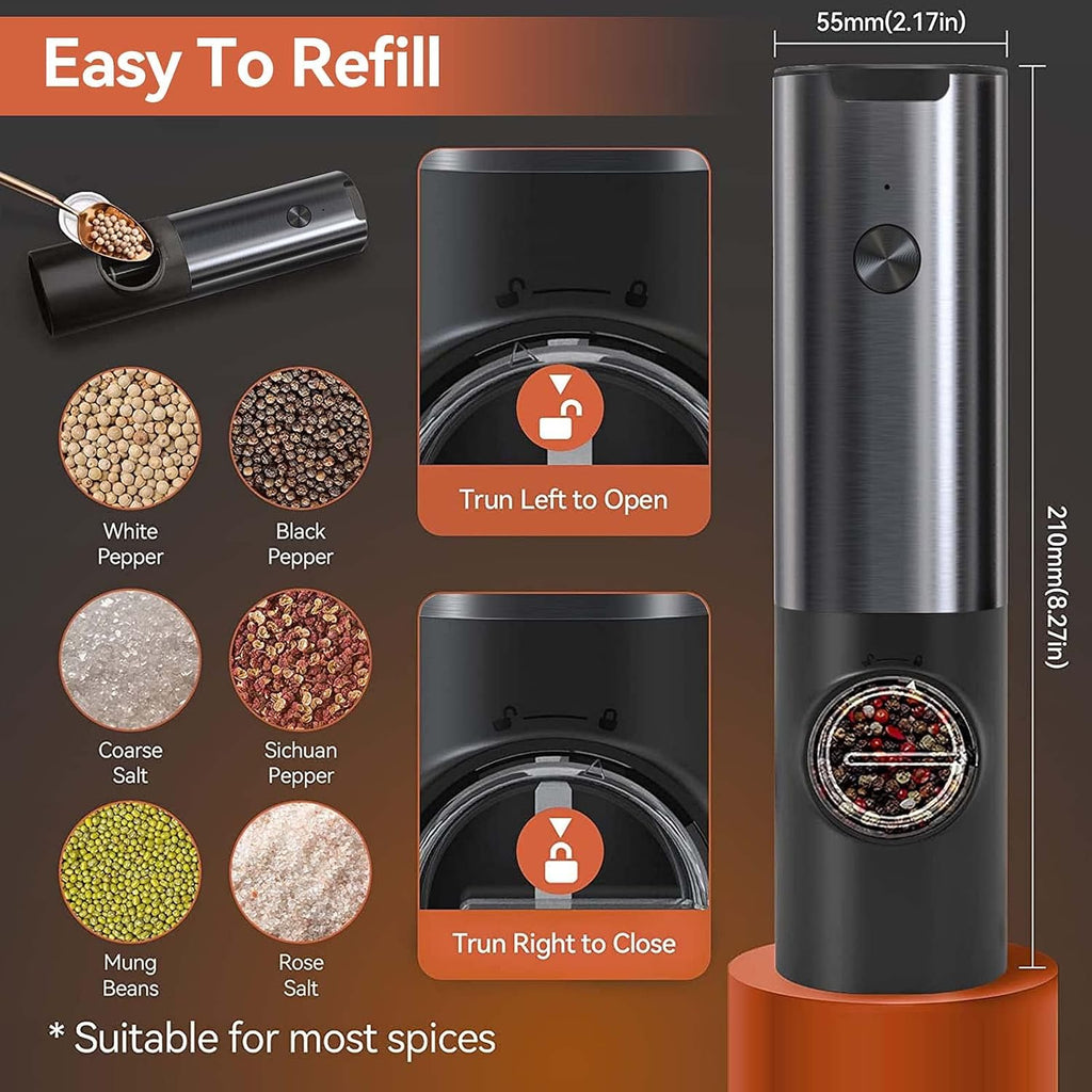 Conjunto de Moinhos Elétricos Recarregáveis de Sal e Pimenta