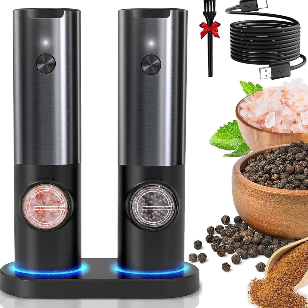 Conjunto de Moinhos Elétricos Recarregáveis de Sal e Pimenta