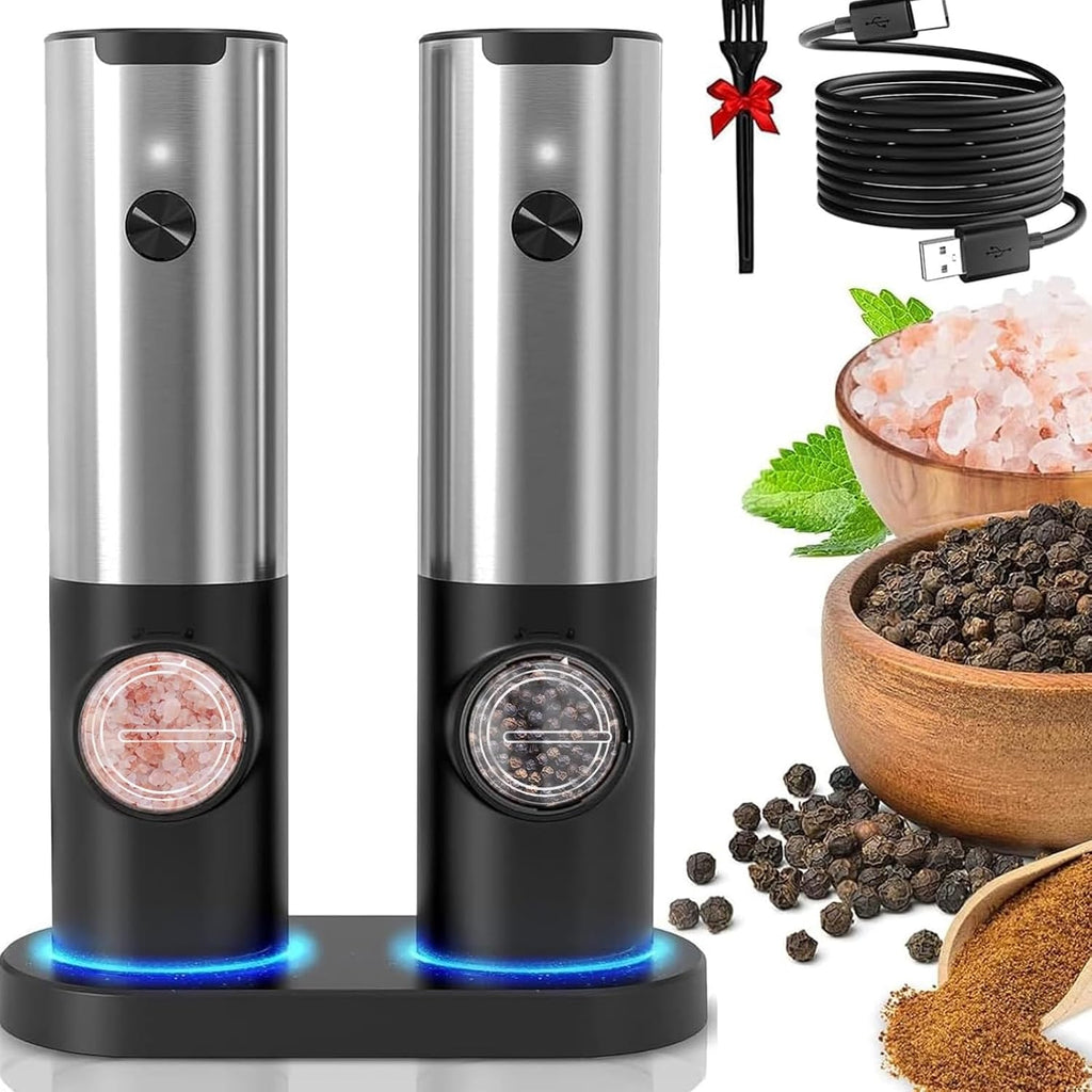 Conjunto de Moinhos Elétricos Recarregáveis de Sal e Pimenta