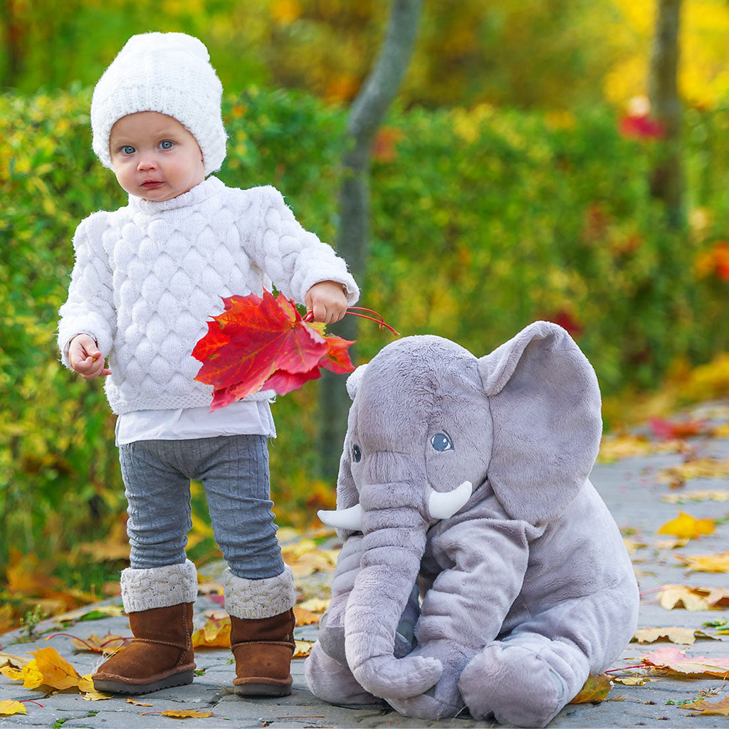 Almohada de peluche elefante Little Jax para niños, juguete suave para abrazar en dos tamaños
