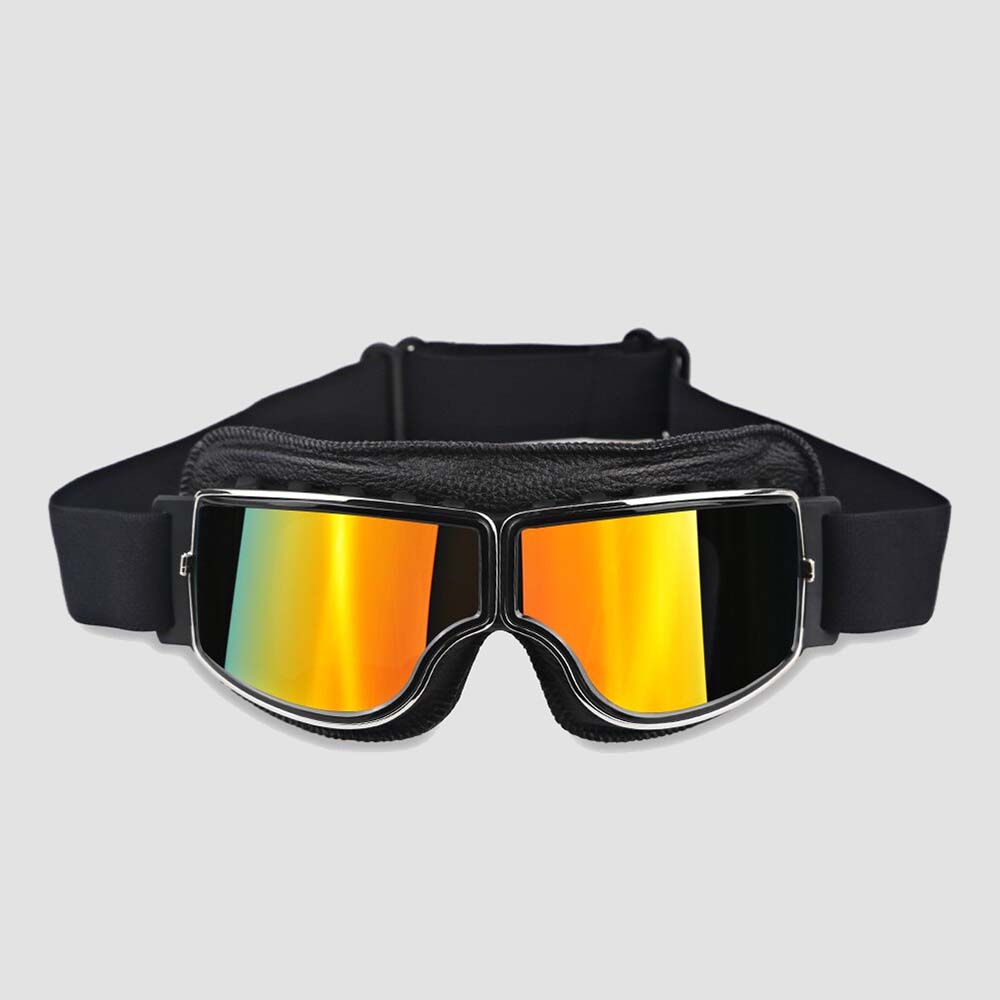 Retro Motorcycle Goggles for Glasses Wearers, Anti-Fog, UV Protection