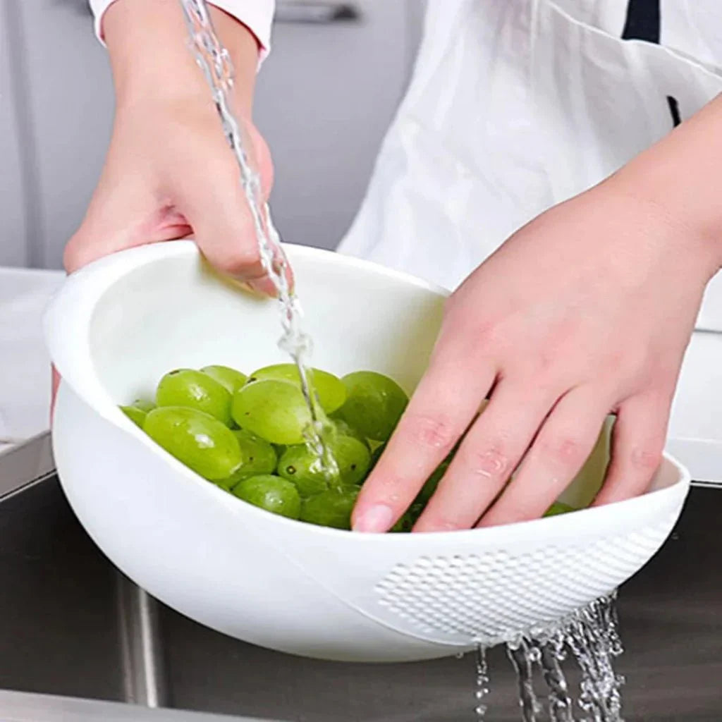 RINSEBOWL Dvojitá vrstva cedníku pro mytí a odkapávání