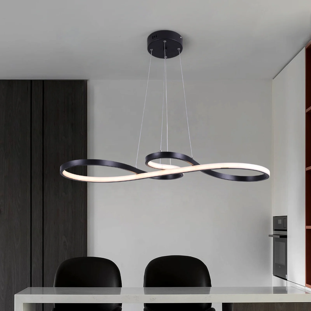 Alumínium LED gyűrű alakú függeszték lámpa, távirányítóval állítható fényerővel, modern étkezői lámpa