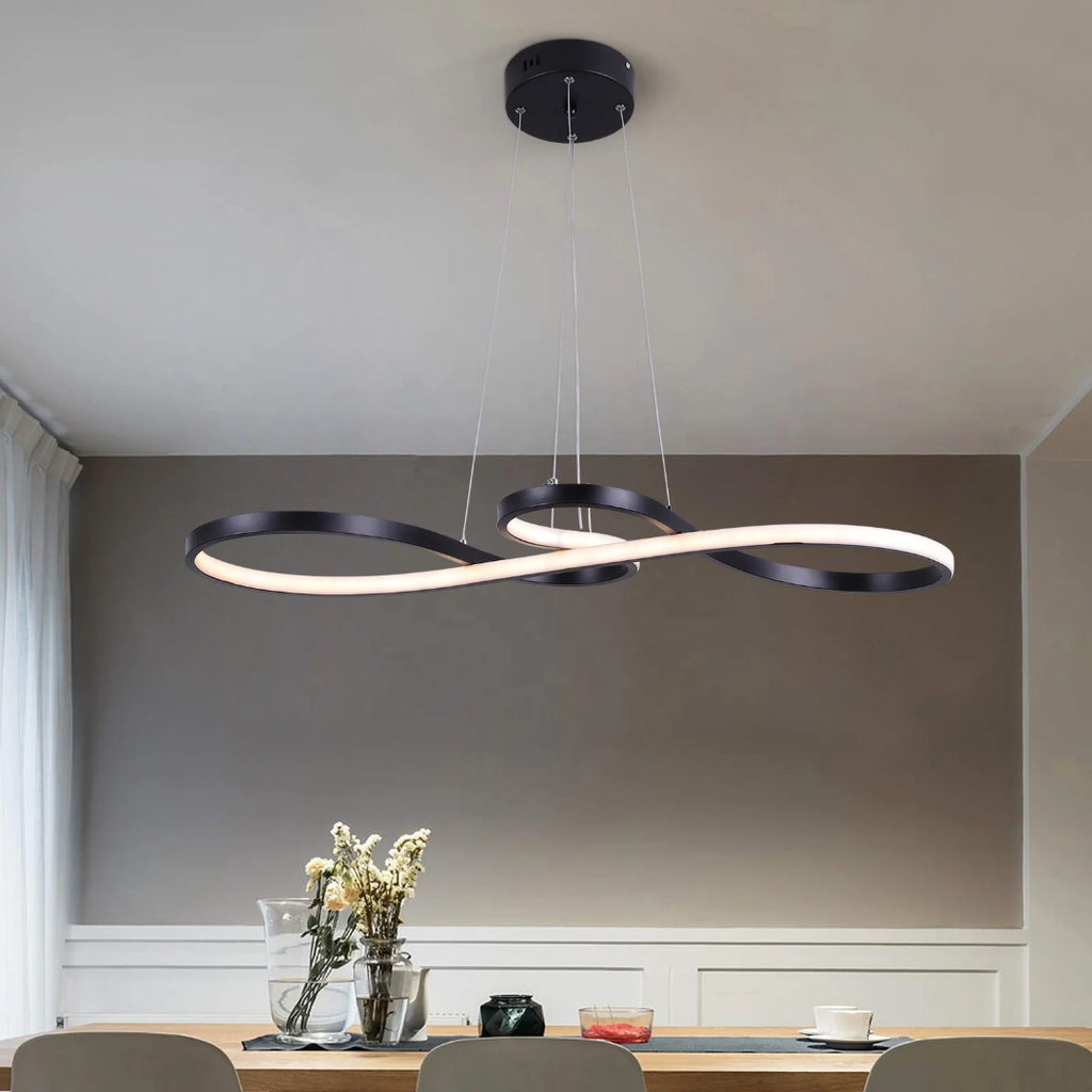 Alumínium LED gyűrű alakú függeszték lámpa, távirányítóval állítható fényerővel, modern étkezői lámpa