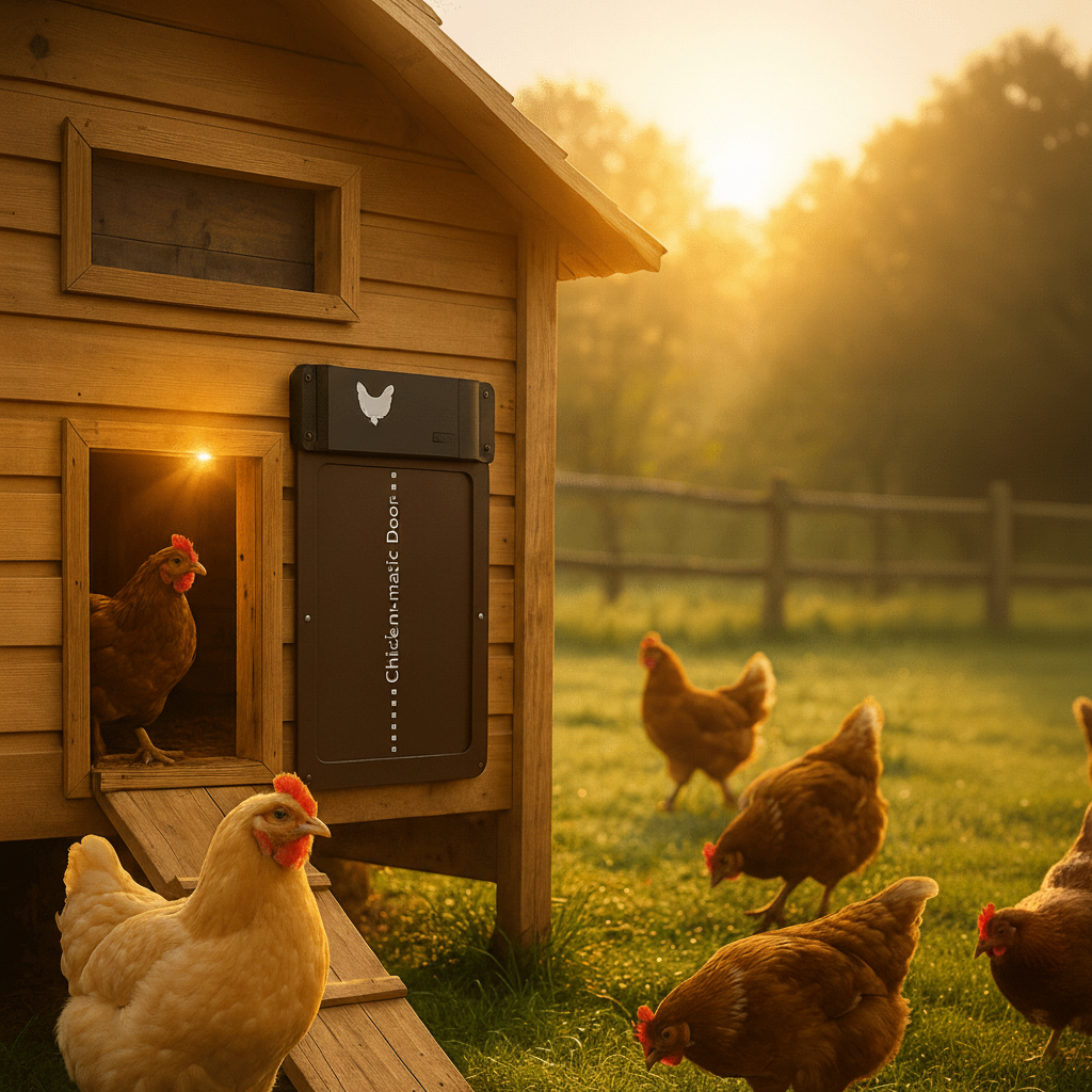 Porta automatica per pollaio ROOSTSECURE impermeabile con sensore di luce