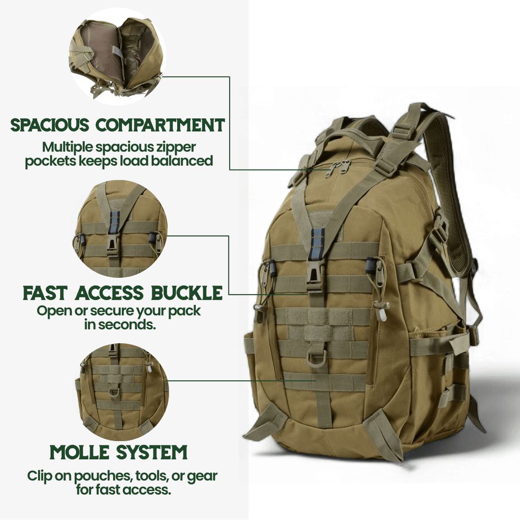 ROVEX 40L MOLLE Tactical Backpack Water-Resistant Design