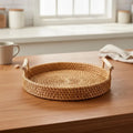Plateau en rotin avec couvercle et panier de rangement RUSTICPANTRY
