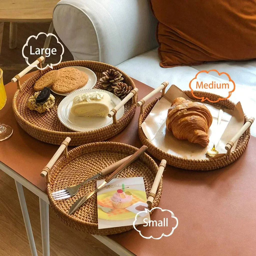Plateau en rotin avec couvercle et panier de rangement RUSTICPANTRY