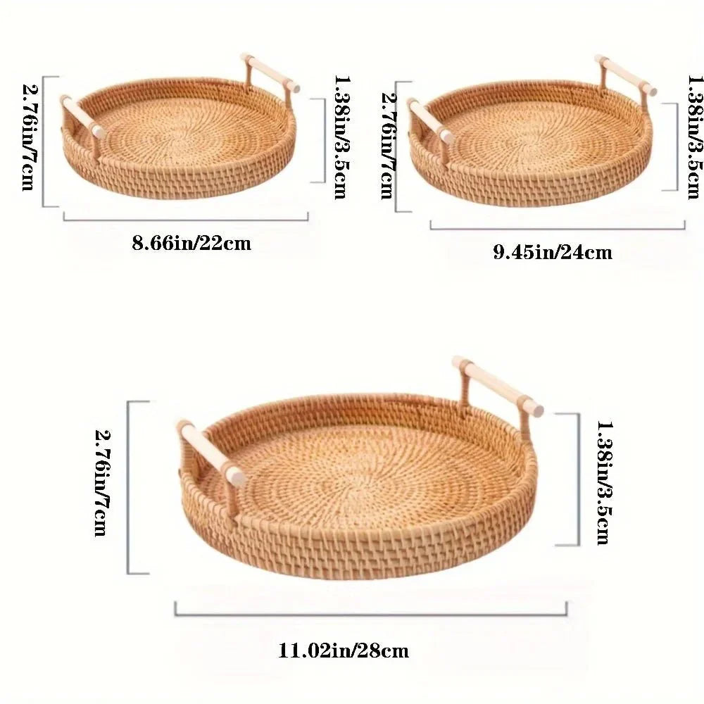 Plateau en rotin avec couvercle et panier de rangement RUSTICPANTRY
