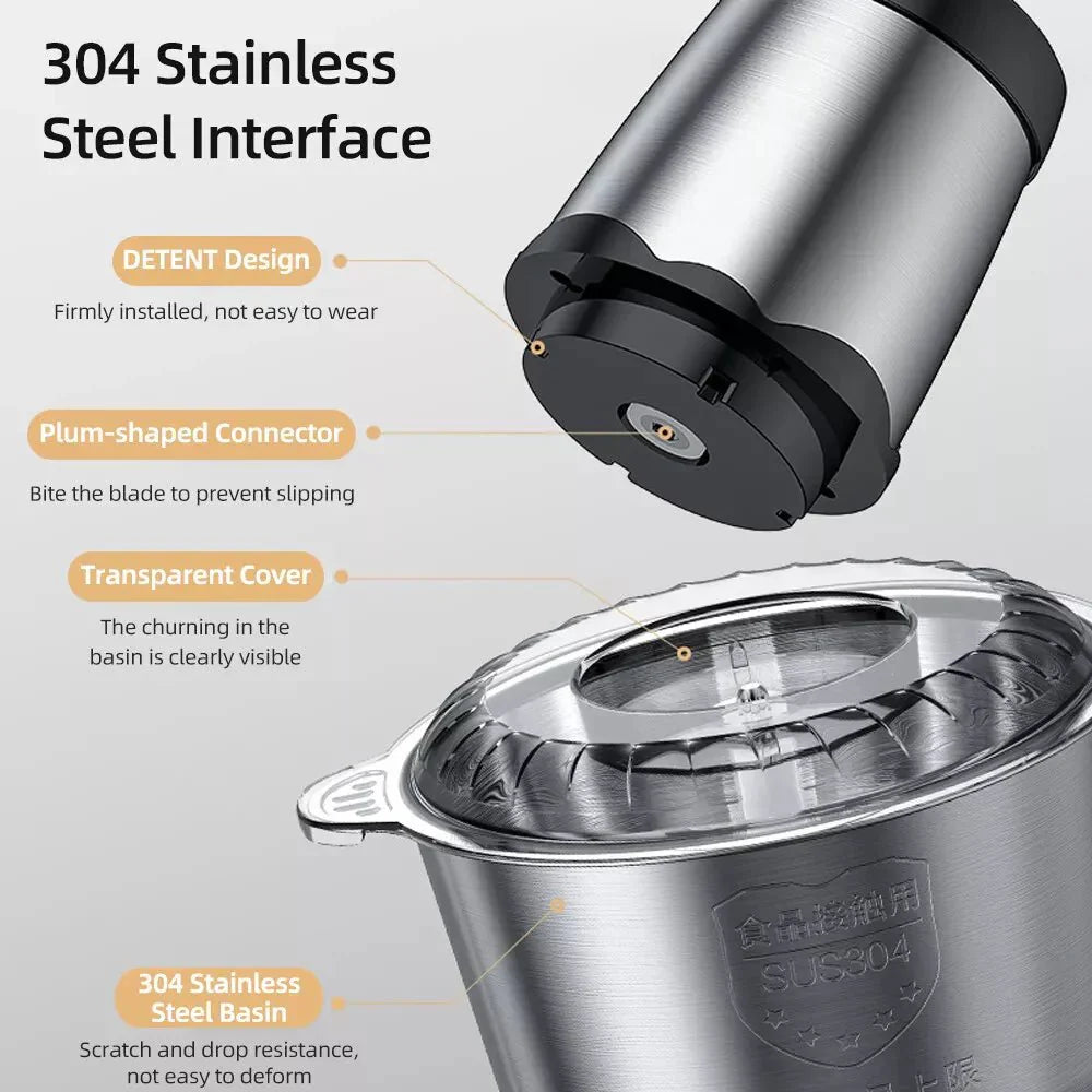 Tritatutto Alimentare NovaBlend 2L con Motore da 300W e Lame in Acciaio Inossidabile 4D