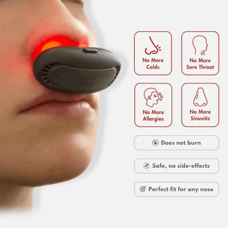 NoseEase Terapia a Luce Rossa per il Sollievo Naturale da Congestione Nasale e Pressione ai Seni Paranasali