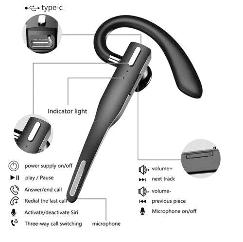 Trucker Bluetooth 5.1 Wireless Headset With Dual Microphones