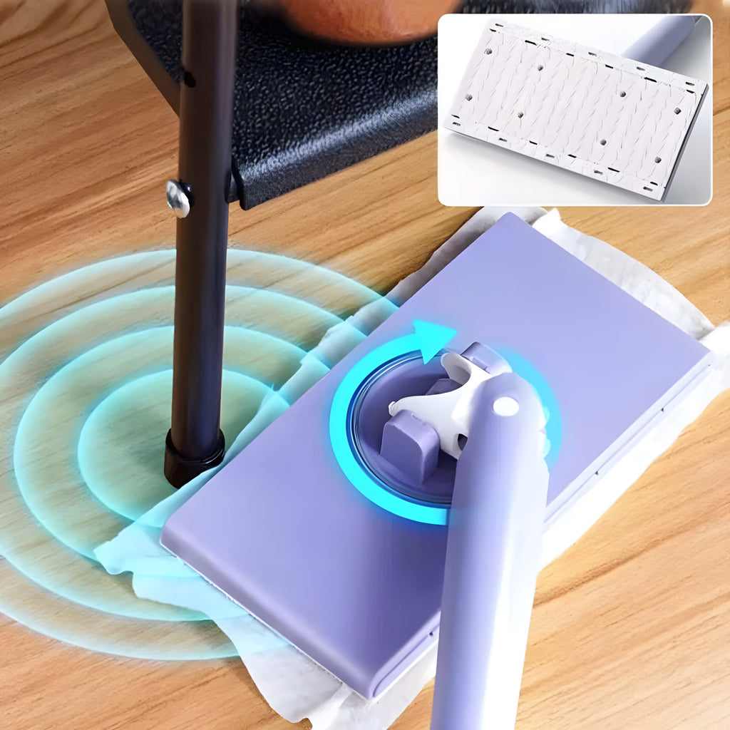 Mop plat cu rotație de 360 de grade și sistem de schimbare a lavetei fără atingere