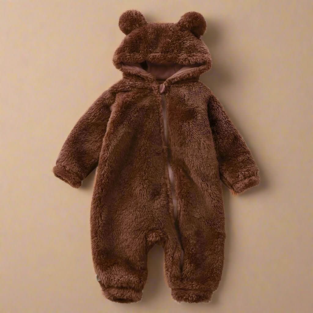 SnuggleNest Flannel Romper For Babies, Fluffy Winter Romper