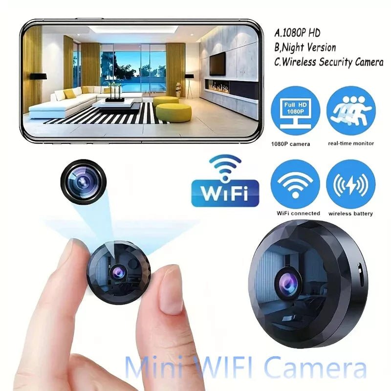 Câmara Mini WiFi Magnética ApexGuard 1080P HD com Visão Noturna e Detecção de Movimento | Fervei