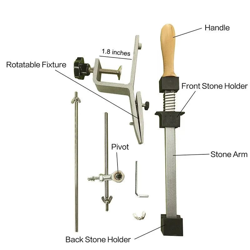 Aiguiseur de couteaux SHARPLINE avec pince rotative réglable pour toutes les lames