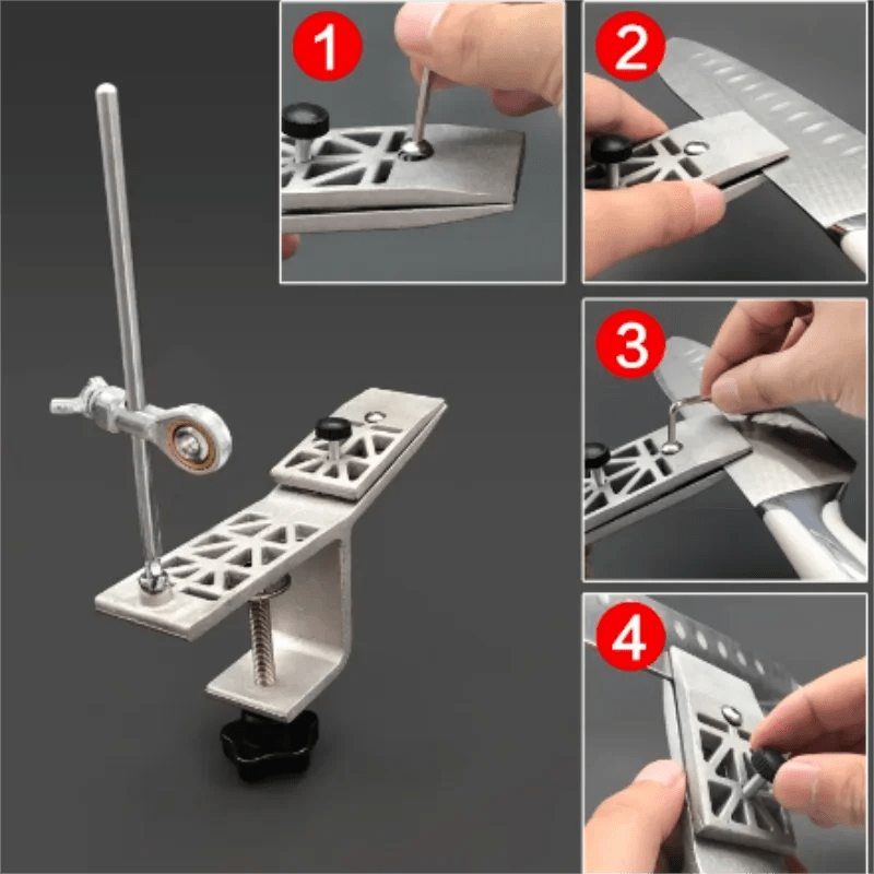 Aiguiseur de couteaux SHARPLINE avec pince rotative réglable pour toutes les lames