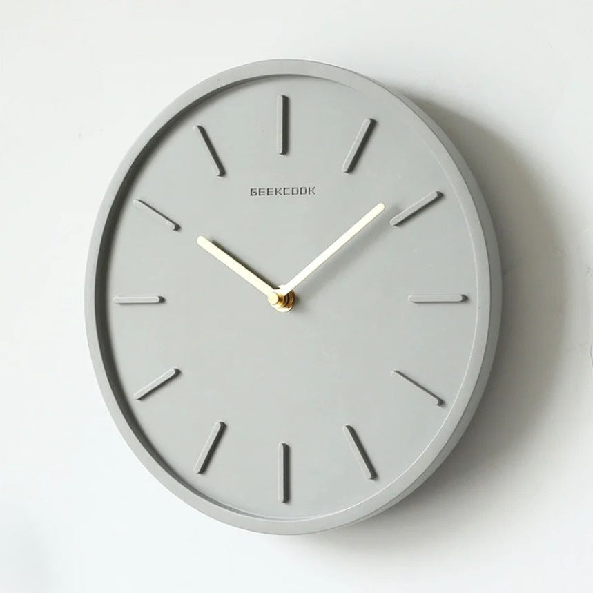 Lundra Wall Clock With Metal Pendant And Cement Texture