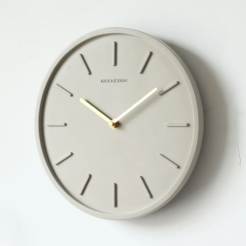Lundra Wall Clock With Metal Pendant And Cement Texture