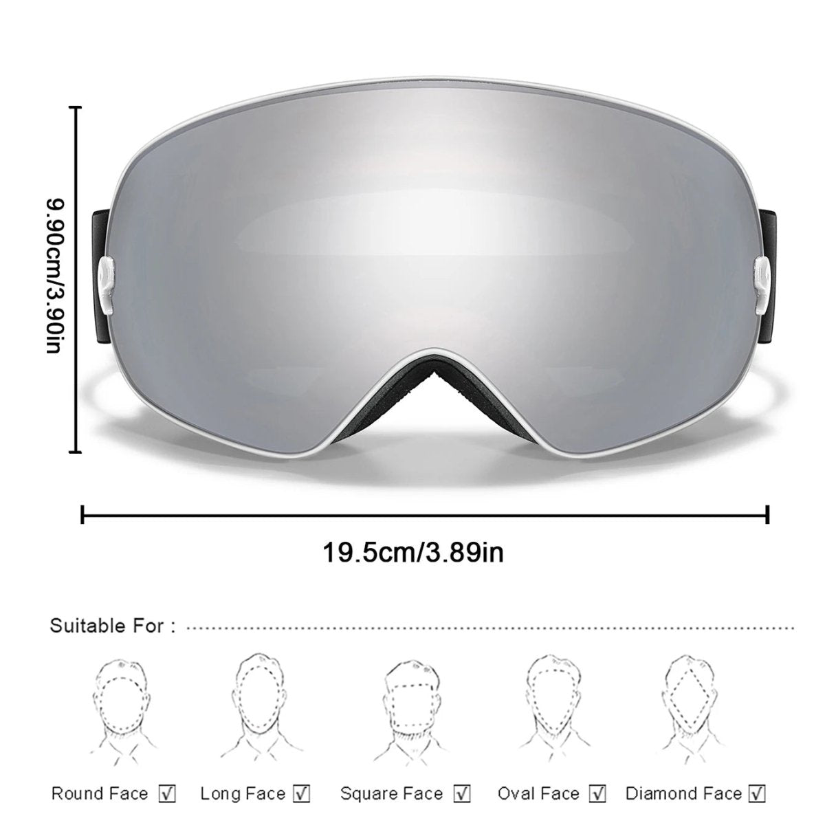 SNOWSIGHT PRO Anti-Fog Ski Goggles With UV400 Protection For Low-Light Visibility