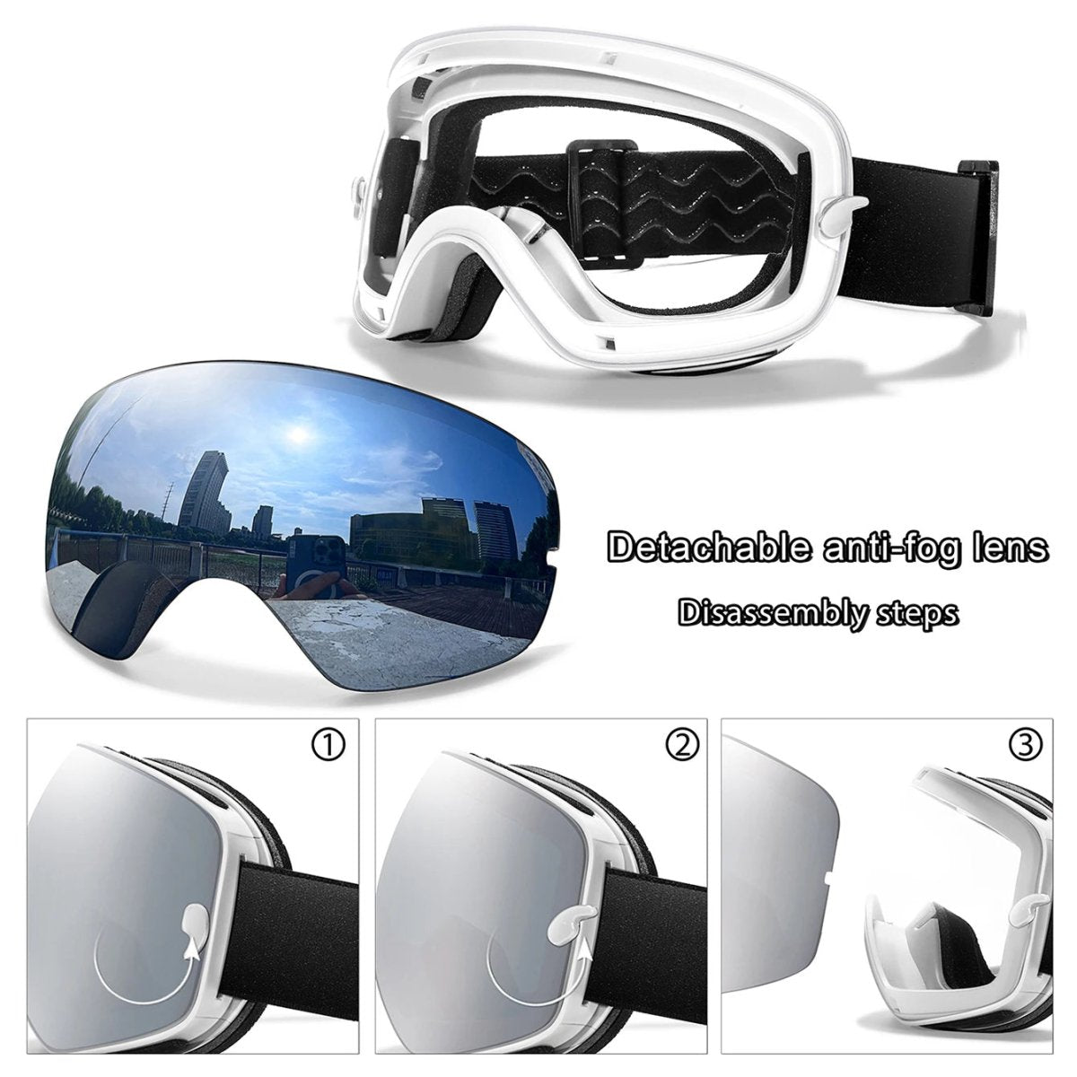SNOWSIGHT PRO Anti-Fog Ski Goggles With UV400 Protection For Low-Light Visibility