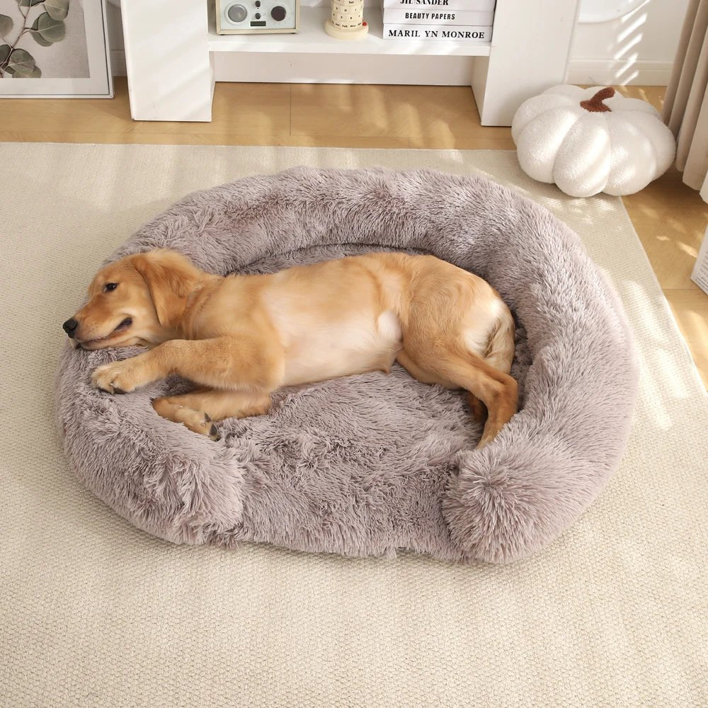 SNUGGYPET Plyšový kulatý pelíšek pro psy s snadným přístupem