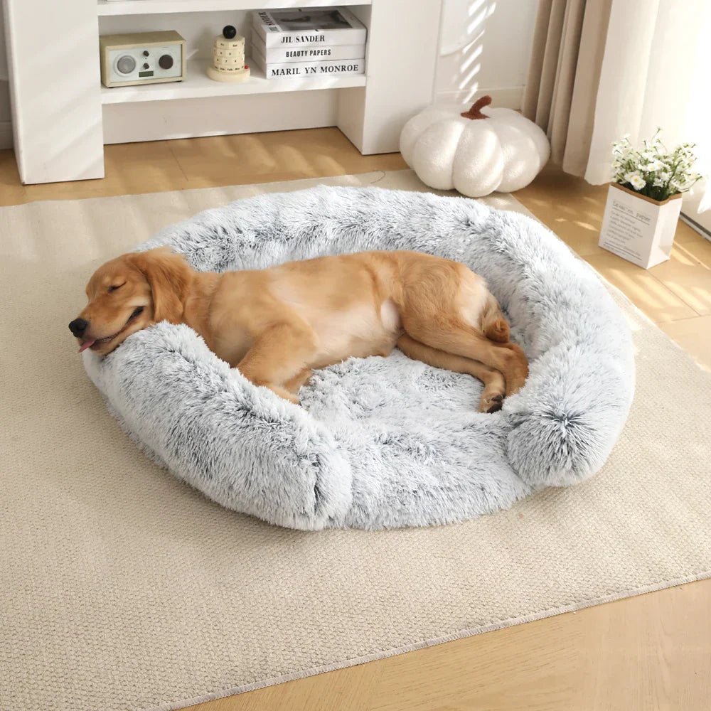 SNUGGYPET Plyšový kulatý pelíšek pro psy s snadným přístupem