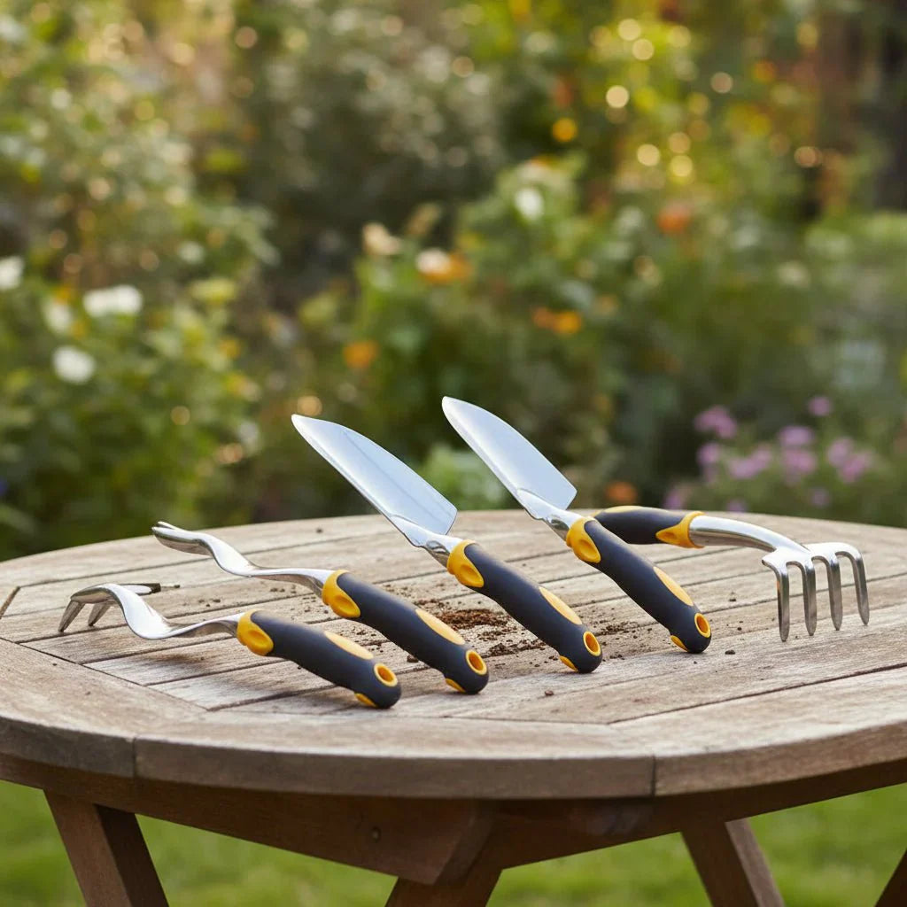 SOILARA Gartengeräte-Set aus Edelstahl mit ergonomischen Griffen