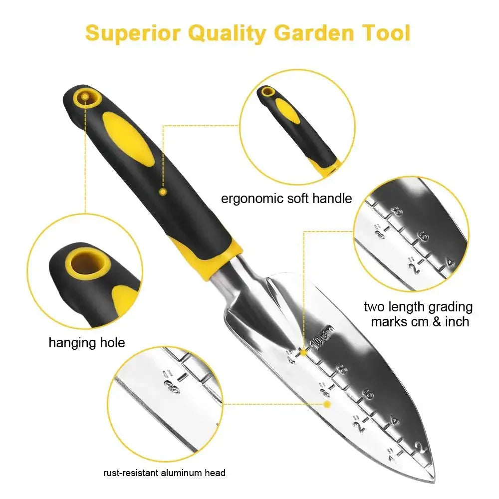 SOILARA Gartengeräte-Set aus Edelstahl mit ergonomischen Griffen