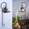 Solar Garden Lamp Shaped Like a Wrought-Iron Watering Can With Warm LEDs