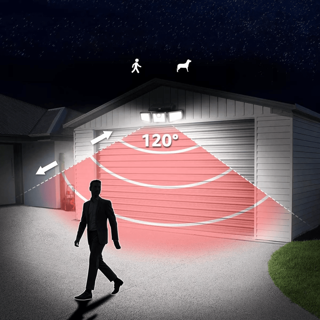 Éclairage mural solaire de sécurité SOLARMAX avec trois têtes rotatives