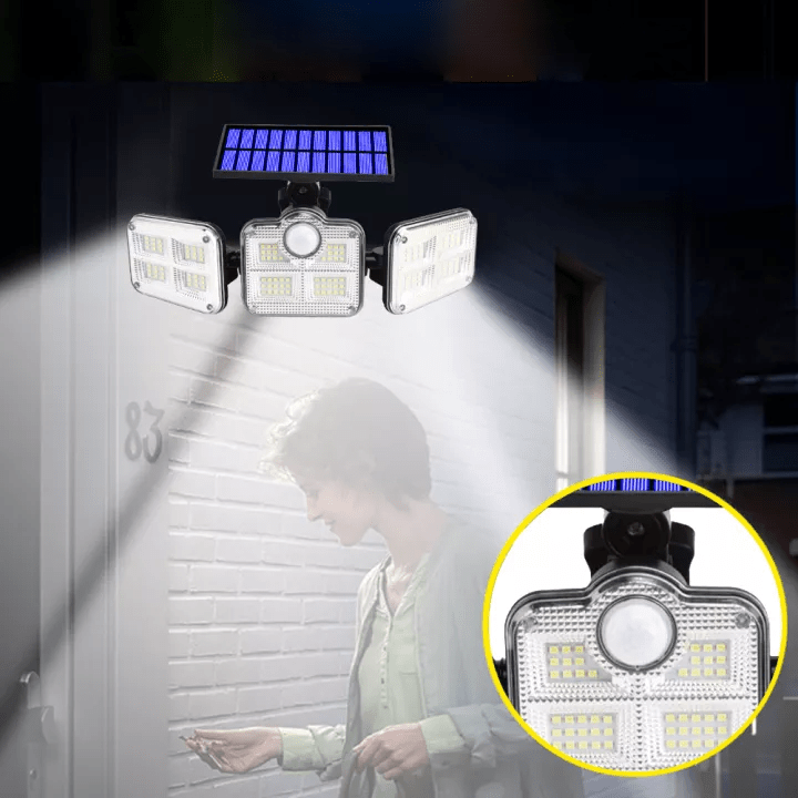 Éclairage mural solaire de sécurité SOLARMAX avec trois têtes rotatives