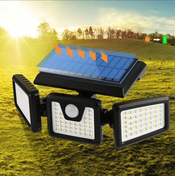 Éclairage mural solaire de sécurité SOLARMAX avec trois têtes rotatives
