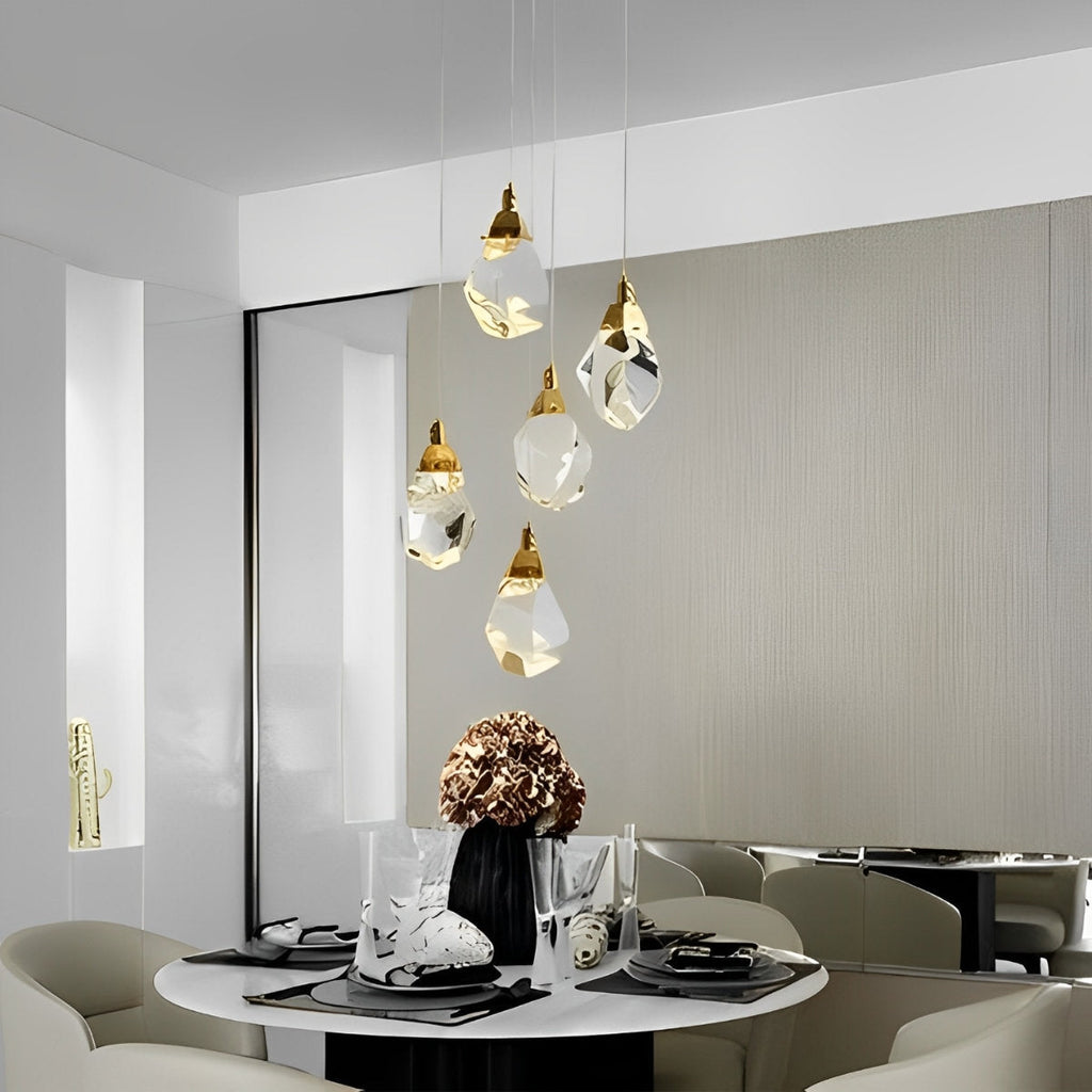 Spiral Crystal Drops Pendant Chandelier For Modern Staircase In Metal