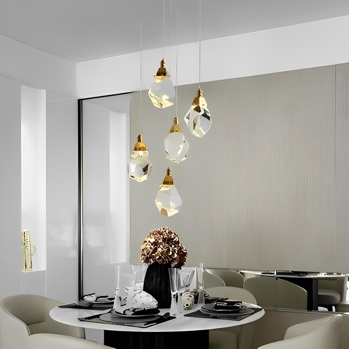 Spiral Crystal Drops Pendant Chandelier For Modern Staircase In Metal