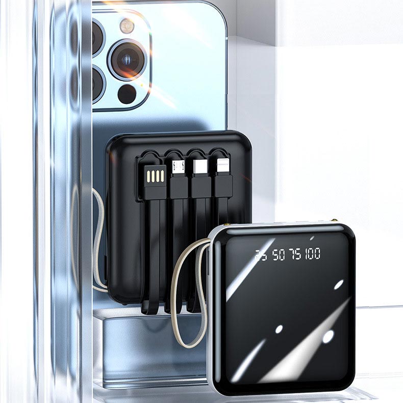 סוללת גיבוי מיני AeroCharge Fast Charge בנפח 20000mAh עם כבלים משולבים