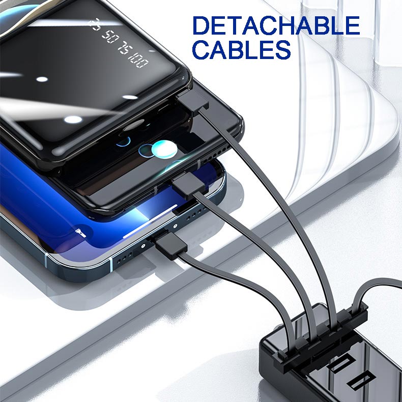 סוללת גיבוי מיני AeroCharge Fast Charge בנפח 20000mAh עם כבלים משולבים